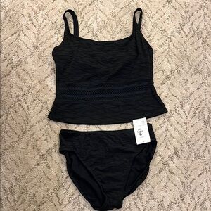 NWT Mainstream tankini, black, size 16